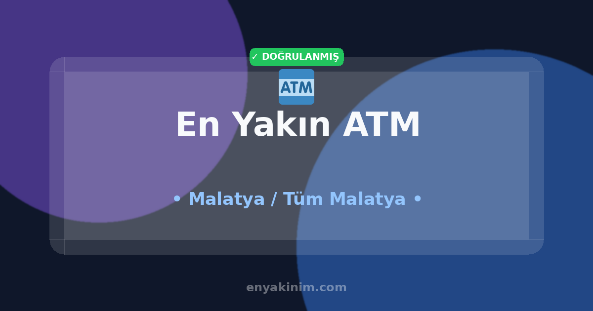 Malatya ATM 🏧| Malatya En Yakın ATM | EnYakinim.com